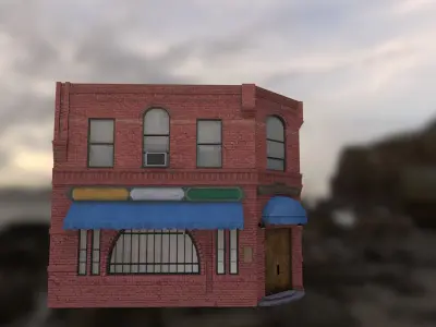 The building at Corner Low-poly 3D model