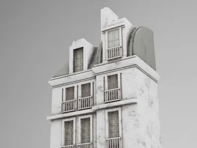 Low-Poly French Building - Textured Low-poly 3D model