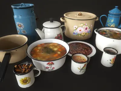 Enamel tableware set