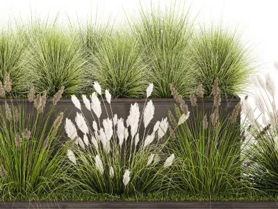 Grass and bushes in a rusty flowerbed 3D model