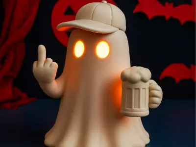 Middle Finger Ghost  Funny Tealight Holder and Figurine 3D print model