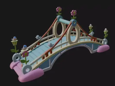 Pixal style cartoony bridge 3d model 3D model