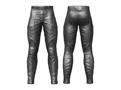 Male Black Leather Futuristic Dystopian Rider Outfit Low-poly 3D model