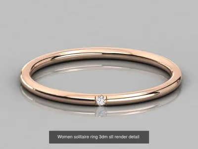 22 Single diamond Light wt solitaire ring 3dm stl render detail  3D Model Pack