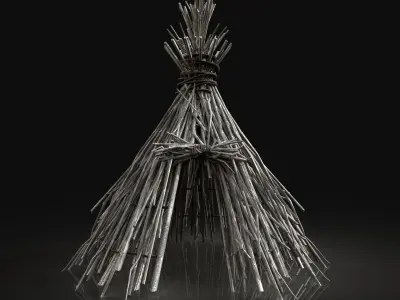 Next Gen AAA Forest Shelter Hut made of sticks Low-poly 3D model