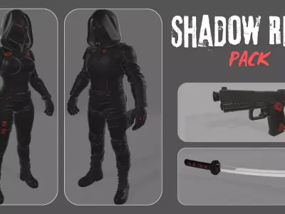 Shadow Reign Pack Characters and Weapons Low-poly 3D model