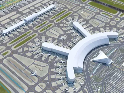 Seoul Incheon Airport 15km Low-poly 3D model