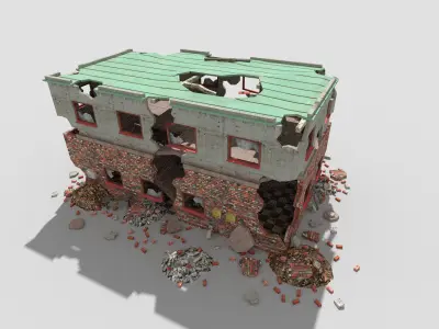 destroyed building 4 Low-poly 3D model