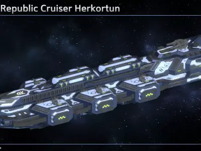 Spaceship Enkar Republic Cruiser Herkortun Low-poly 3D model