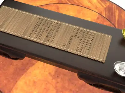 Chinese  gold ingot with bamboo slip 3D model