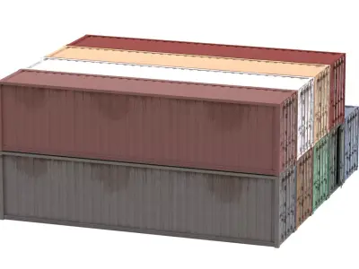 Set of 9 Shipping Containers different colors 3D model