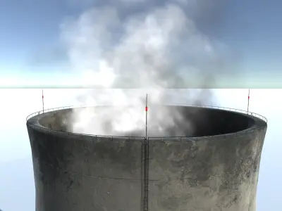 Factory Chimney Set Low-poly 3D model