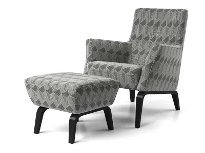 Palio Armchair Low  Pouf 3D model