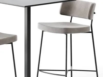 Bar Table Dado S70 by Mobliberica and Marlen Bar Chair by TrabA 3D model