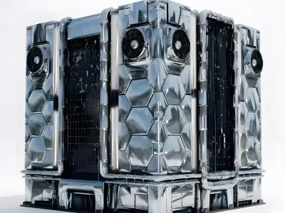 Futuristic High-Tech Data Center Building 3D Model Low-poly 3D model