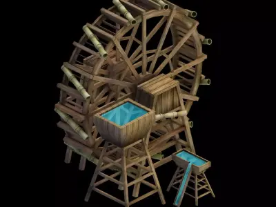 Yamano - Seaside - Waterwheel 01 3D model