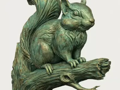 Arboris Squirrel  Aged Verdigris Bronze Sculpture 3D print model