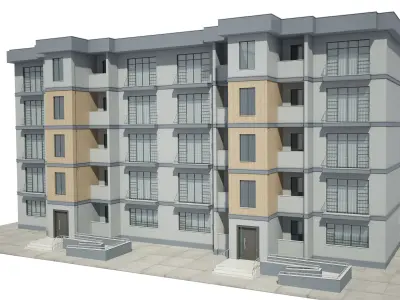 Apartment Building With Interior 3D model
