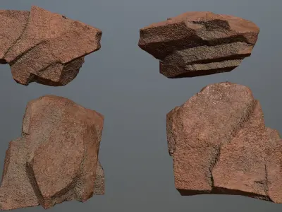Rock Set 2 piece of Low-poly 3D model