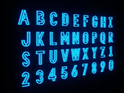 Neon Alphabets and numbers 3D model