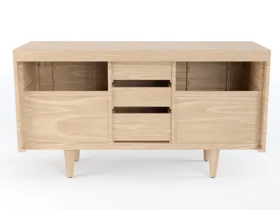 Solid Oak Bathroom Vanity - Cabinet Low-poly  3D model