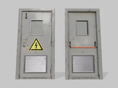 Laboratory door grey Low-poly 3D model