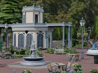 Park Package Lowpoly Low-poly 3D model