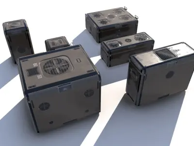 Sci Fi brown cargo crates Low-poly 3D model