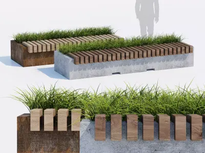 Big Green Benches 3D model