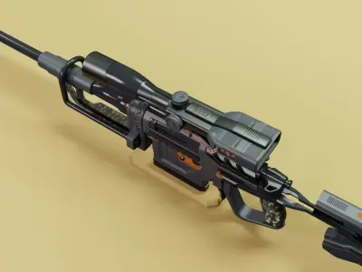 Sci-fi gun Low-poly 3D model