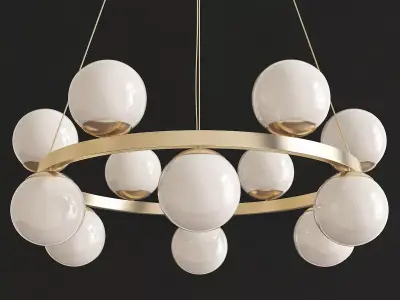 Bubbles Brass Ring Pendant Light low poly 3d model Low-poly 3D model