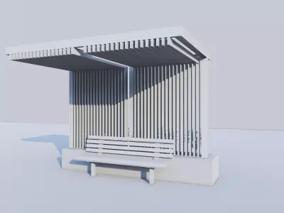 Outdoor Wooden Steel Bench with Planter and Canopy Low-poly 3D model
