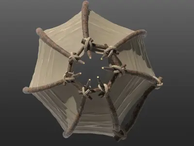 Primitive Leather Hut Low-poly 3D model