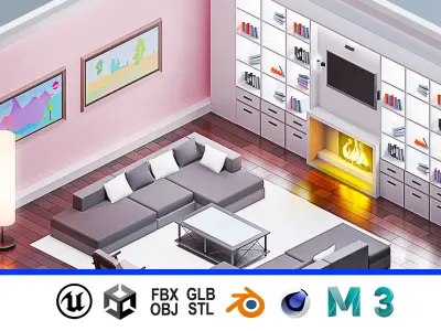 Room 22 Low-poly 3D model