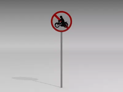 Motorcycles prohibited sign 3D model