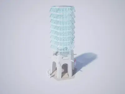 Hexagon Glass Observation Silk Road Tower 3D model