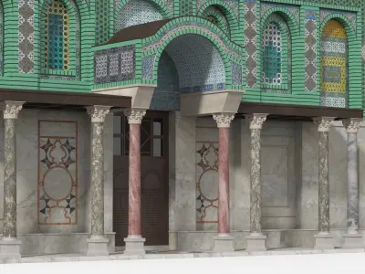  Religious Dome Building with Mosaic Walls Light Green 