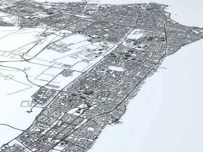 Kuwait City Area Road Network and Streets 3D model