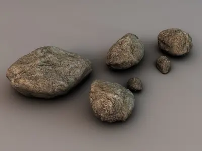 Detailed Rocks Low-poly 3D model