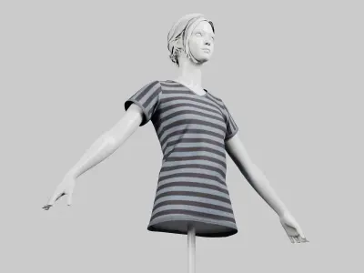 Female T-Shirt 01 Light Grey Low-poly 3D model