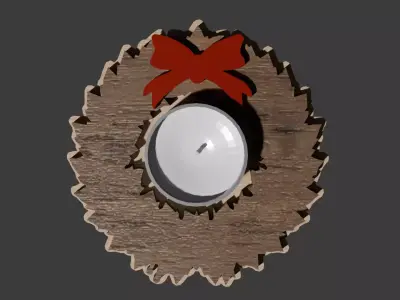 Christmas Wreath Tea Light Candle Holder Free low-poly 3D model