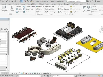 3d mode Furniture revit 2018 3D model