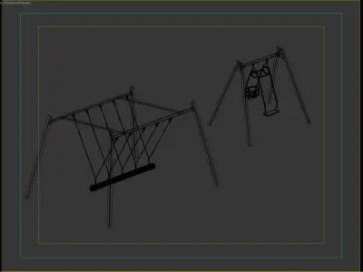 Modern Swing Set with Multiple Seats 3D model