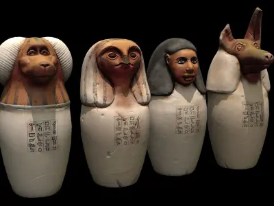 Canopic jars from Ancient Egypt Low-poly 3D model