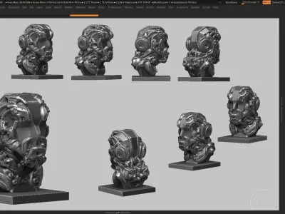 robot head bust a12 3d print model 3D print model