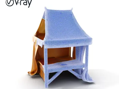 Medieval Market Stall Model Pack with Canvas Cover Low-poly 3D model