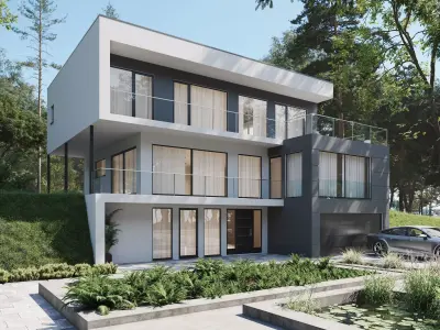 Modern house 001 Low-poly 3D model