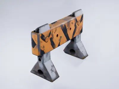 Concrete Roadblock - Low Poly Stylized Barrier 3D model