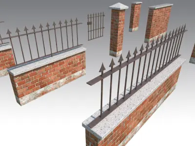 Brick Wall Pack PBR - Modular - Version 4 -  Low-poly 3D model