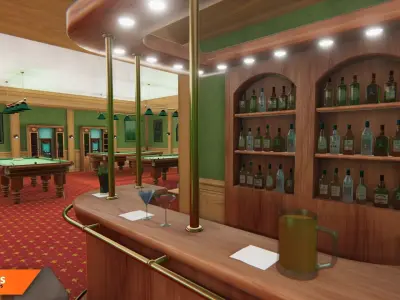 Billiards - interior and props 3D model